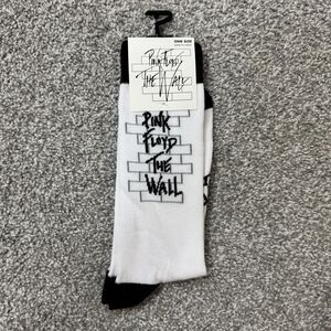 Pink Floyd Socks Mens One Size White The Wall Mid Calf Graphic Novelty Band Rock